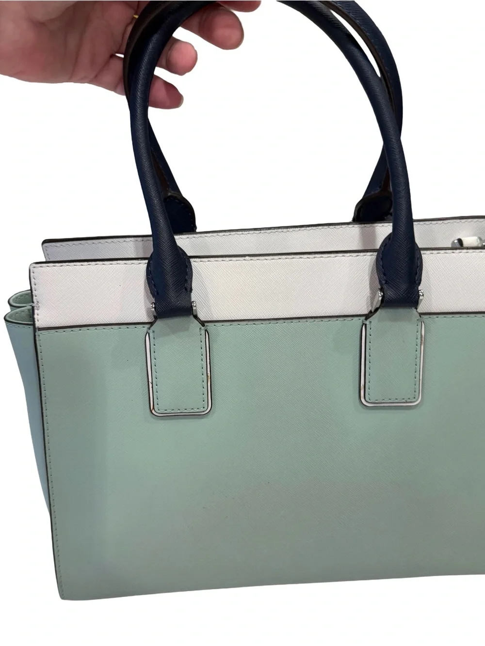 Kate Spade Cameron Medium Satchel/crossbody Pale Green, White & Navy Accents NEW